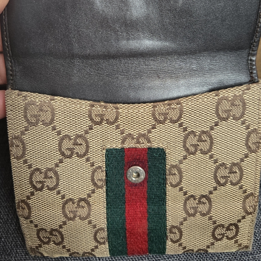 Gucci Monogram Wallet with Red and Green Stripe - Picture 7 of 13